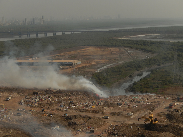 Landfill fire in India