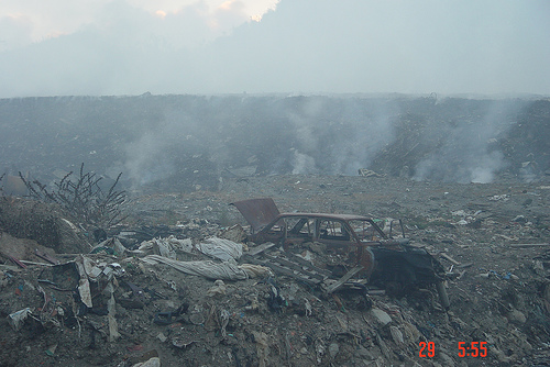 Underground landfill fire