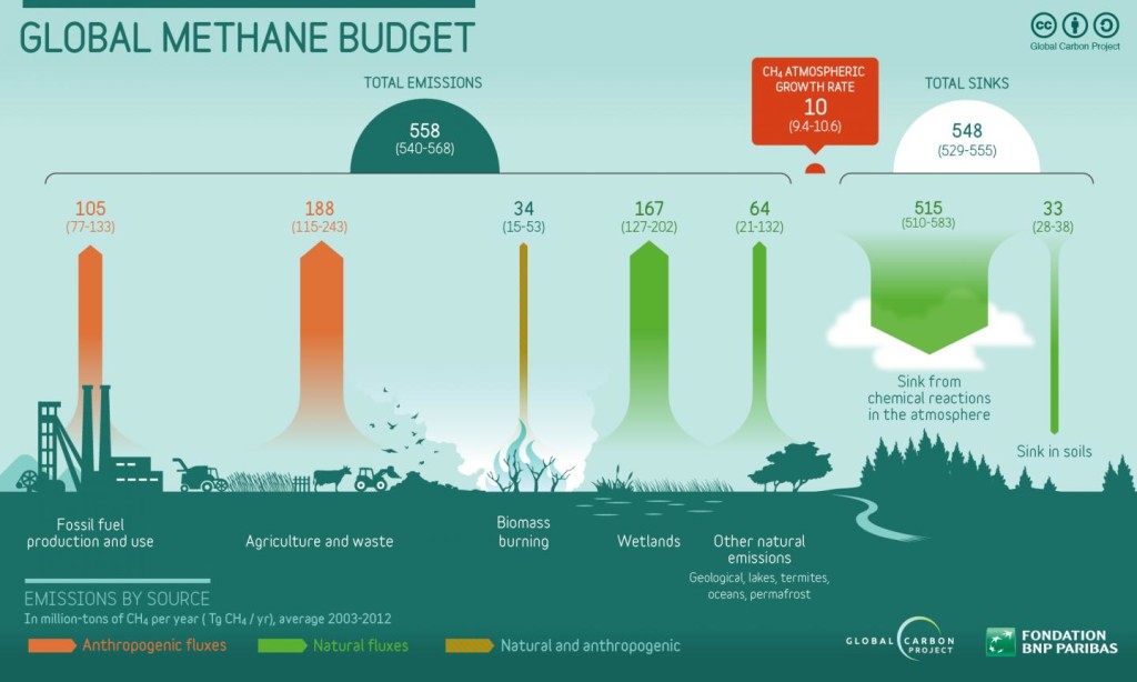 Atmospheric methane emissions by source.