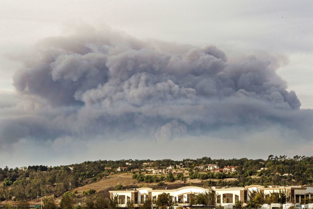Wild fires emit particulate matter air pollution to the atmosphere