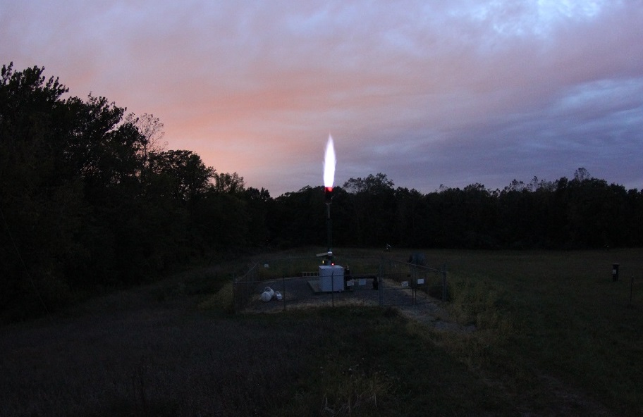 Flaring biogas at landfill site in Ohio